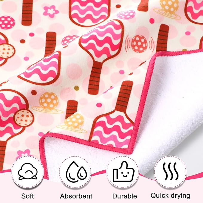 15 x 17 Inch Microfiber and Cotton Sports Towels Athletic Sports Gifts Funny Prints Sports Themed Gifts with Hook Clip for Men Women Sports Gym Accessories (Pink,Hollow Ball)