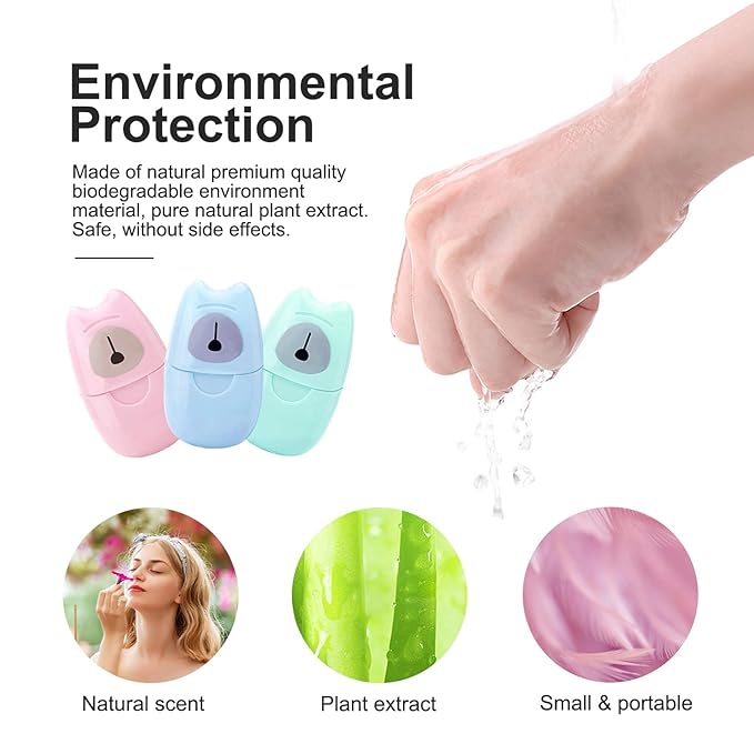 Portable Disposable Soap Sheets, Mini Portable Hand Washing Travel Hiking Washing Hand Bath Toiletry Paper Soap Sheets Bathing Soap (3 Boxes)