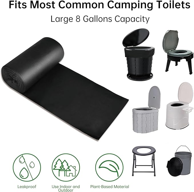 25/50 / 75 Pcs Portable Camping Toilet Bags,5 Gallon Compostable Toilet Replacement Bags for Camping Toilet, Portable Potty Bags for Outdoor Camping