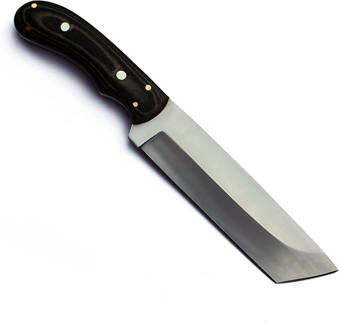 GCS Handmade Micarta Handle D2 Tool Steel Tactical Hunting Knife with leather sheath Full tang blade designed for Hunting & EDC GCS 117