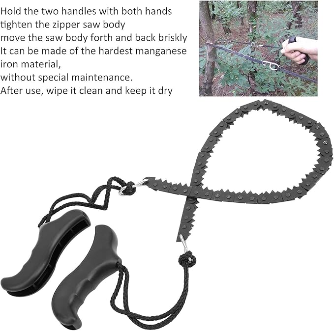 Pocket Chainsaw Serrated Hand Saw Chain Folding Hand Saw for Wood Cutting Hiking Camping Emergency Emergency