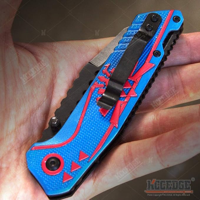 KCCEDGE BEST CUTLERY SOURCE EDC Pocket Knife Camping Accessories Hunting Knife Razor Sharp Edge Folding Knife for Camping Gear Survival Kit Tactical Knife 56003 (Blue)