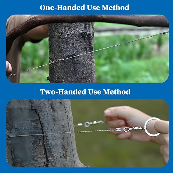 4 Pcs Survival Wire Saw, Heavy Duty Emergency Steel Wire Saw, Pocket Size Outdoor Tool for Cutting Wood Rubber Plastic (Black, Silver)