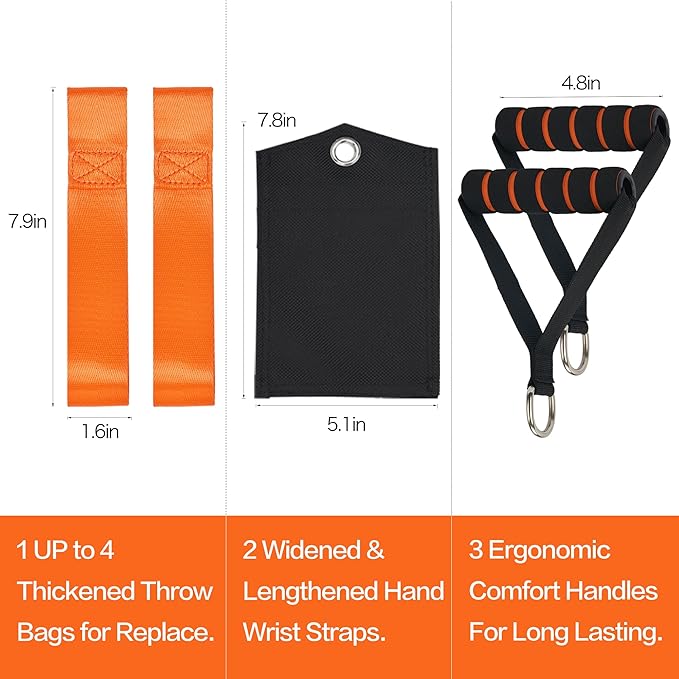 56 Inch High Limb Rope Saw with 72 Sharp Teeth Blades on Both Sides, Rope Chain Saw Kit, Rope Saw Tree Saw High, Hand Rope Chain Saw Includes Ergonomic Handles, Hand Straps and Storage Case