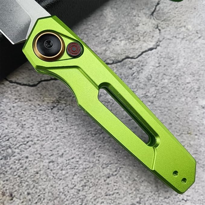 6.7in EDC Pocket Folding Knife, Assisted Button lock knife Knife for Men, 8Cr13Mov Blade, Aviation Aluminum Green Handle with Belt Clip, Portable for Camping Survival