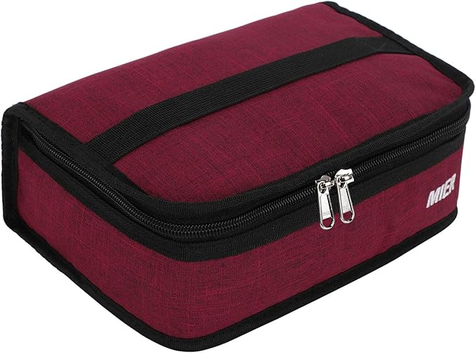 MIER Portable Thermal Insulated Cooler Bag Mini Lunch Bag for Kids, Dark Red