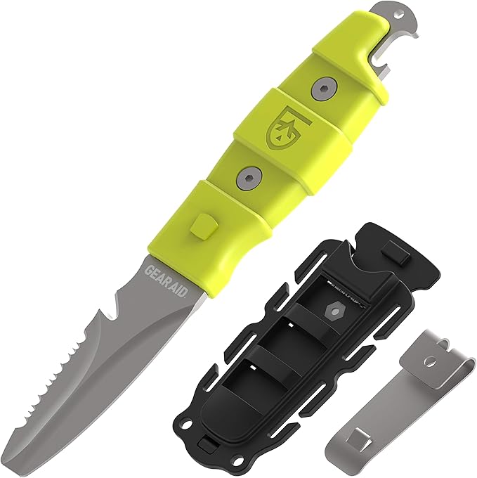 GEAR AID Akua Blunt Tip Paddle Knife with Serrated 3” Blade and Sheath