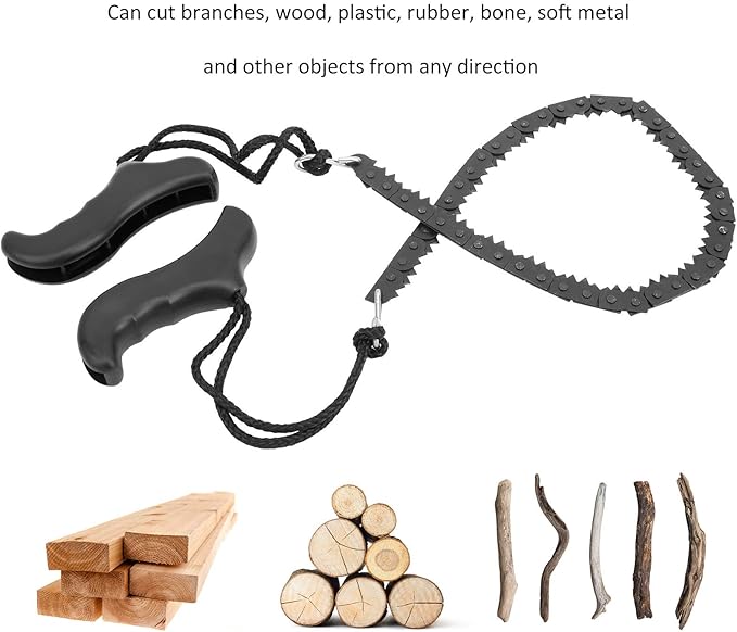 Pocket Chainsaw Serrated Hand Saw Chain Folding Hand Saw for Wood Cutting Hiking Camping Emergency Emergency