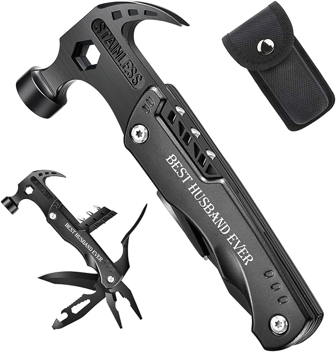 VEITORLD Gifts for Husband Him from Wife, Unique Anniversary Birthday Gift Ideas for Men Him Boyfriend, All in One Survival Tools Hammer Multitool, Cool Gadgets Camping Hunting Hiking Present
