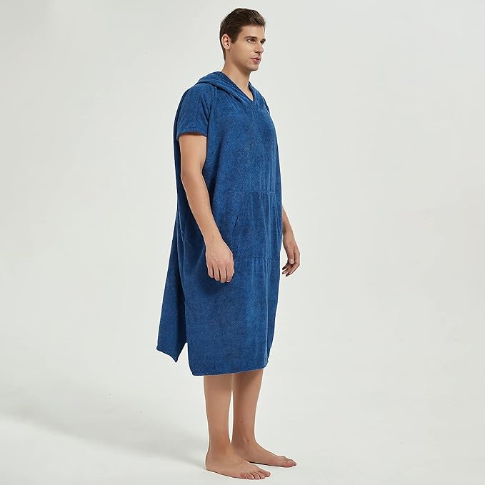 III HHONS Beach Towel Hoodie Poncho Robe Towels Navy Hooded Swim Cover Surf Accessories Surf Clothes for Men/Women