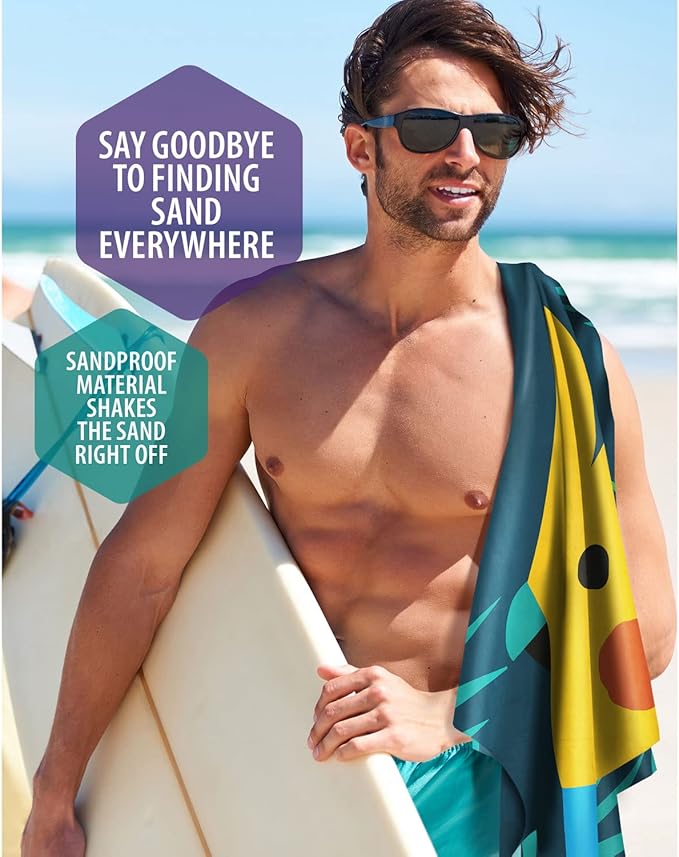 VENTURE 4TH Microfiber Beach Towel: Quick-Dry, Compact, Sand-Free, Absorbent, Sandproof and Lightweight - Perfect for Camping, Beach, and Roadtrips (Turquoise Cockatoo Design | 35x78 inches)