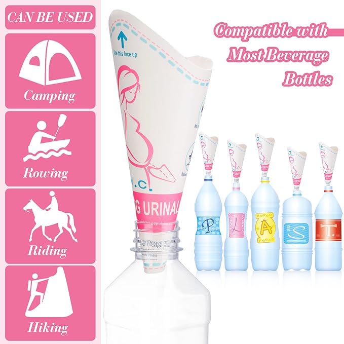 120 Pcs Disposable Female Urination Device Portable Girl Urinal Funnel Waterproof Standing Pee for Women Travel Cup Urine Pocket Toilet Camping Hiking Pregnant