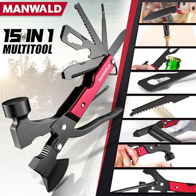 15 in 1 Multitool Axe Hatchet, Gifts for Men, Camping Accessories Survival Gear, Multi Tool Gifts for Camping Hiking Survival, Cool Gadgets Christmas Gifts for Men, Dad, Husband
