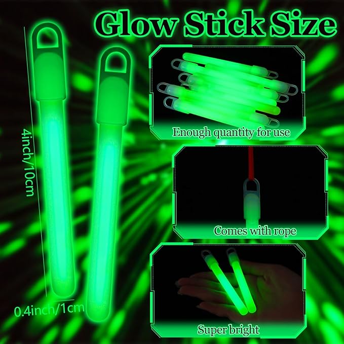 150 Pcs Green Glow Sticks Bulk 4 Inch Emergency Bright Light Sticks with Lanyard Fishing Glow Sticks 12 Hours Duration Camping Glow Sticks for Rave Easter Halloween Christmas New Year Concert Decor