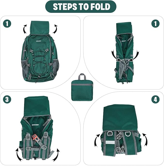 40L Lightweight Hiking Backpack Travel Packable Daypack for Women and Men, Green