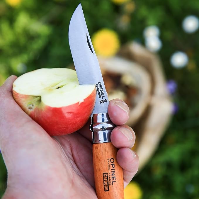 Opinel No.08 Carbon Steel Folding Pocket Knife with Beechwood Handle, Brown (2540089)