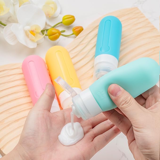 16pack Travel Bottles for Toiletries, TSA Approved LeakProof Squeezable Silicone Toiletry Containers for Shampoo, Conditioner, 3oz Portable Refillable Traveling Size Liquid Containers (16Pcs/Purple)