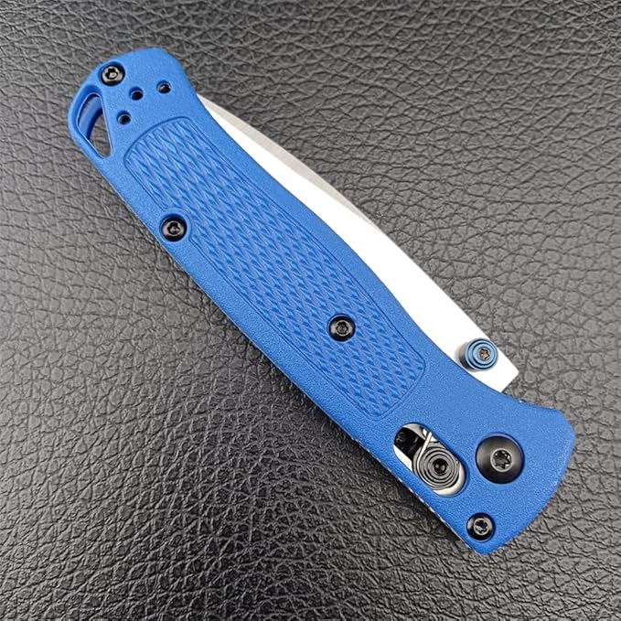 6.5In Thumb Mini Folding Pocket Knife, EDC Lightweight Manual Studs Open Stain Blade Plain Edge Fiberglass Handle With Belt Clip, Axis Lock,Gift for Man (Blue)