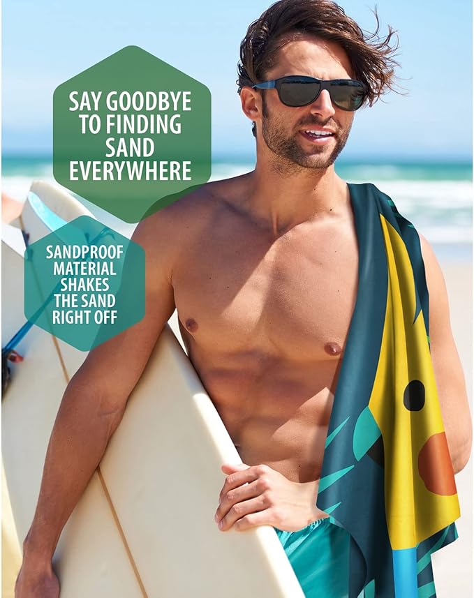 VENTURE 4TH Microfiber Beach Towel: Quick-Dry, Compact, Sand-Free, Absorbent, Sandproof and Lightweight - Perfect for Camping, Beach, and Roadtrips (Turquoise Turtle Design | 35x78 inches)