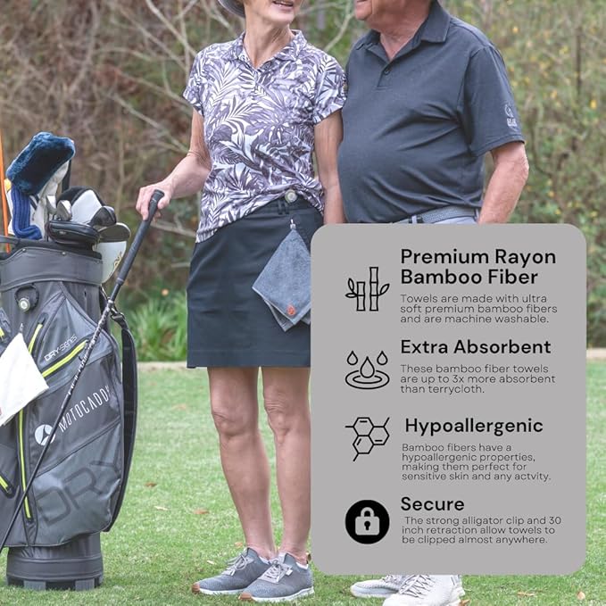 Clippable & Retractable Towels are Perfect for Exercise, Golf, Hiking, Automotive, Fishing, Sports, Yard Work & More (Dark Grey, 10x10 inch (Regular))