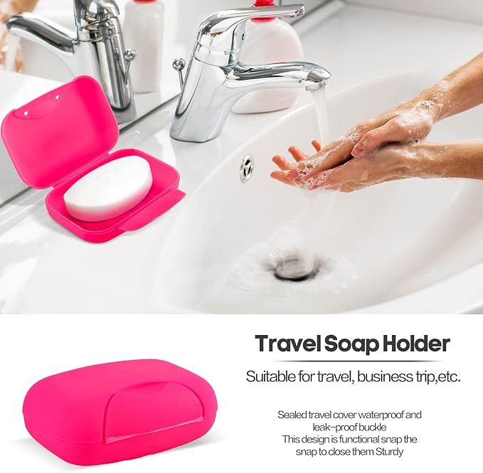 2 Pcs Plastic Soap Case Holder Container Box Home Outdoor Hiking Camping Travel Rose