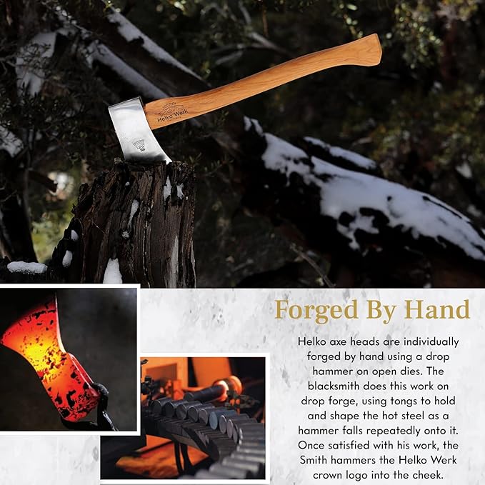 1844 Helko Werk Germany Classic Journeyman Pack Axe - Made in Germany Lightweight and Compact Backpacking Axe and Bushcraft Axe for camping - Head 1.5 lbs, Handle 20 in. (Journeyman) #11441