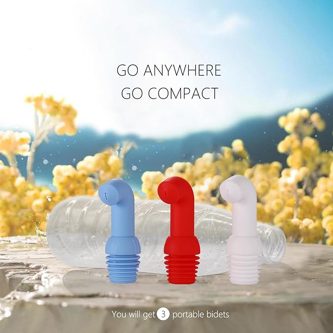 3 Pack Portable Bidet for Travel, Portable Shattaf Bidet Water Sprayer, Compatible with Every Bottle