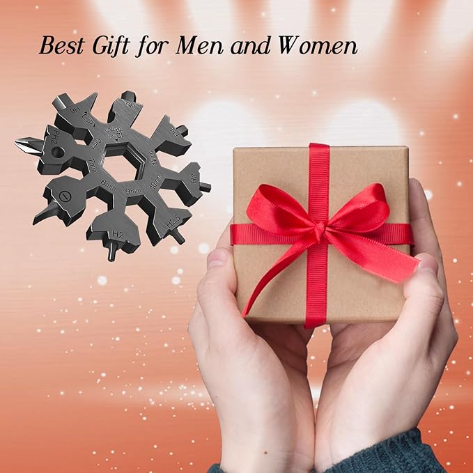18 in 1 Snowflake Multi Tool, Phillips Flat Screwdriver Kit/Wrench/Bottle Opener, EDC Camping Gear, Gifts for Men (Black)