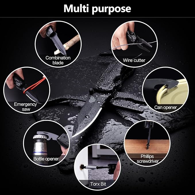 14 in 1 Multitool Pocket Knife Set for Men, Tactical Multi Tool Plier with Nylon Sheath for Outdoor, Camping, Survival, Dad, Boyfriend, Husband Gifts