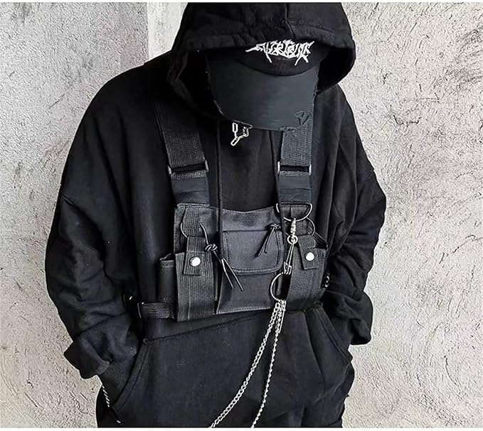 Ousawig Universal Radio Chest Harness Bag Tactical Chest Front Pack Pouch Holster Vest for Two Way Radio Walkie Talkie