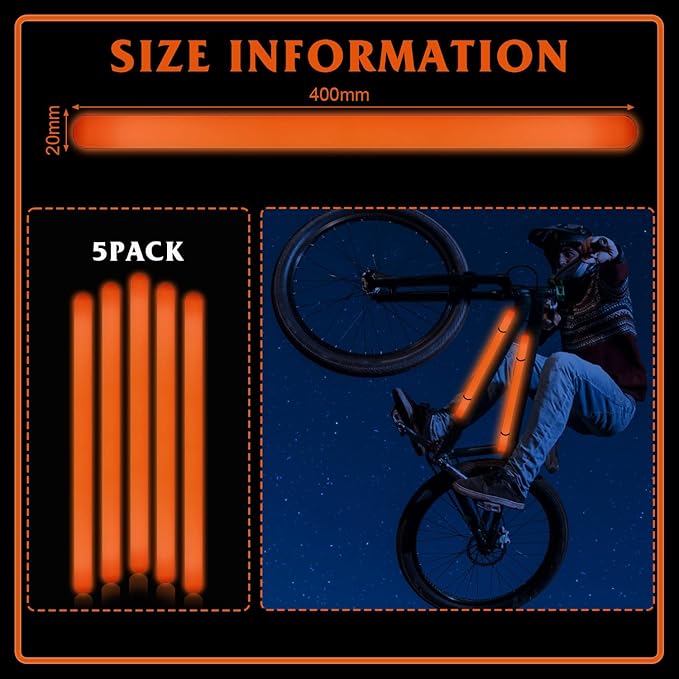 16 Inch Industry Grade Glow Sticks Bulk 5 PCS Bright Jumbo Light Sticks Glow in The Dark Emergency Huge Glow Sticks for Camping,Hiking,Hurricane, Earthquake, Survival Kit Accessories