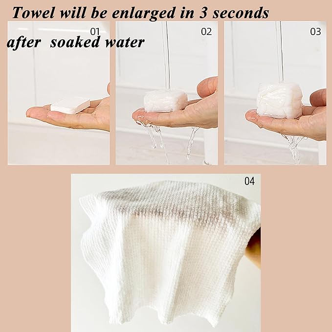 14pcs Compressed Face Towel Tablets, Hand Wipes Extra Large and Thick Portable Compact Disposable Cotton Travel Towel Tissues Handy for Outdoor Hiking Camping Traveling, Home Wipes