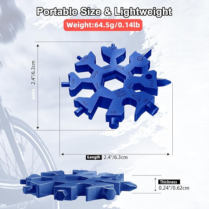 18 in 1 Snowflake Multi Tool, Phillips Flat Screwdriver Kit/Wrench/Bottle Opener, EDC Camping Gear, Gifts for Men (Blue)