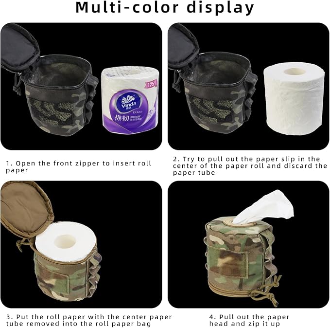 Tactical Toilet Paper Holder Waterproof and Wear-Resistant,Toilet Paper Holder for Outdoor Use, Camping,picnics (Black cp)