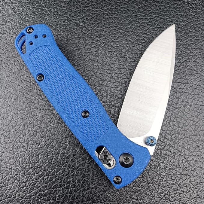 6.5In Thumb Mini Folding Pocket Knife, EDC Lightweight Manual Studs Open Stain Blade Plain Edge Fiberglass Handle With Belt Clip, Axis Lock,Gift for Man (Blue)