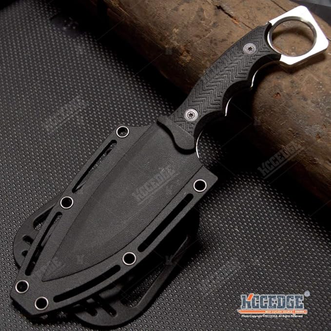 KCCEDGE BEST CUTLERY SOURCE Tactical Knife Hunting Knife Survival Knife Fixed Blade Knife Razor Sharp Edge Camping Accessories Camping Gear Survival Kit Survival Gear Tactical Gear 76162 (Silver)