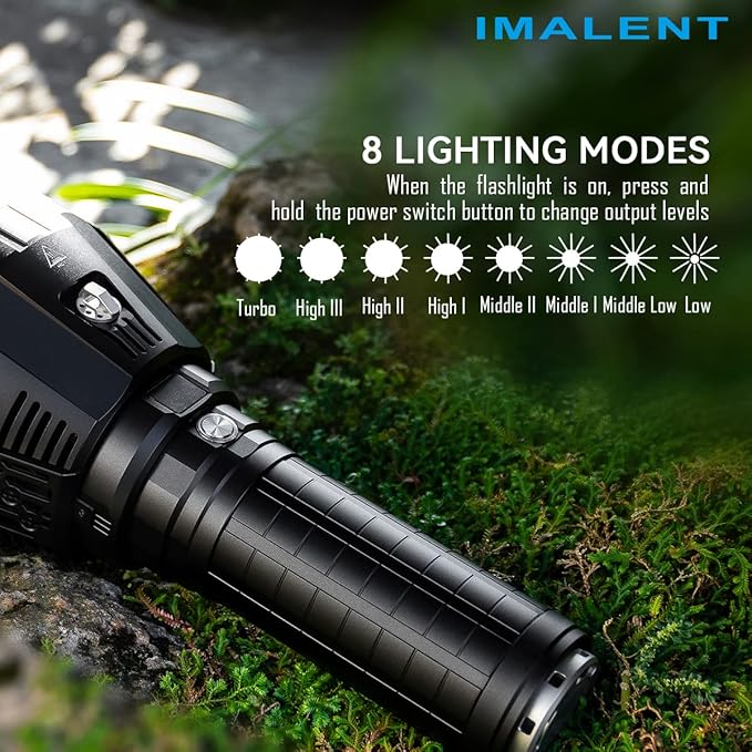 IMALENT MS18 Powerful Bright Flashlight 100,000 Lumens,Rechargeable Flashlights Use 18pcs Cree XHP70.2 LEDs, High Lumens Flashlight with OLED Display, LED Flashlight for Emergency