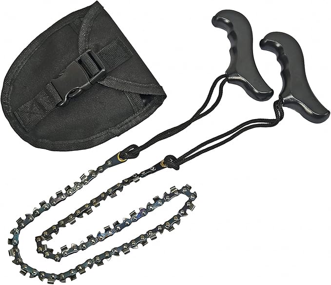 24 Inches Pocket Chainsaw with 33 Bi-Directional Cutting Teeth/Blades, Outdoor Survival Gear, Hand Saw, With Carry Pouch,For Camping,Hunting,Tree Branch Cutting,Hiking,BackPacking