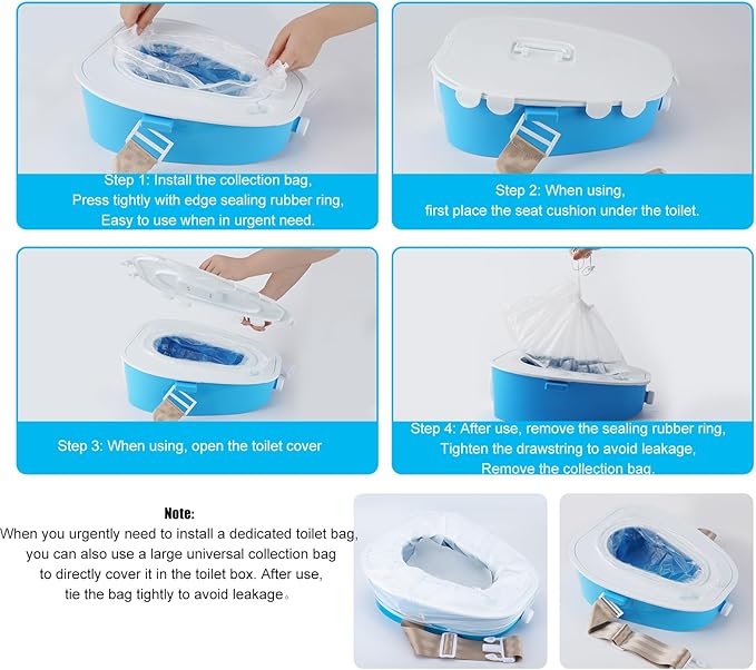 YOMQLJXB Portable Car Toilet-Mobile emergency toilet Urinal, potty for adults/ Children/Pregnant woman/old man,for Outdoor ,Camping,Hiking,Car Travel,Traffic Jam (blue)
