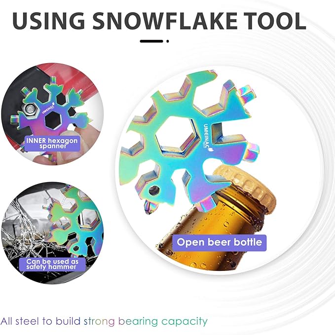 19 in 1 Snowflake Multitool Keychain Multi Tool, Snowflake Multi-Tool Key Chain Multitool Snowflake Wrench Screwdriver Tools Gadgets Gifts For Men