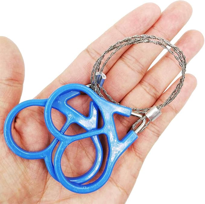 3X Wire Saw Stainless Steel Pocket Chainsaw Mini Saw Emergency Chainsaw Survival Kit Outdoor Tools(Blue)