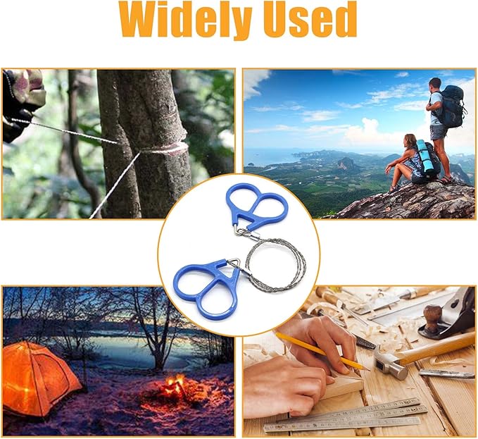 3 Pcs Survival Wire Saw Outdoor Emergency, Stainless Steel Mini Hand Pocket Saws Serrated Cutting Cable for Camping, Backpacking Gear, Hunting, Hiking, Cutting(Silver with Plastic Handle)