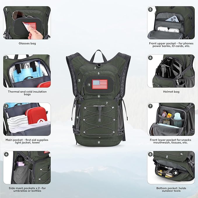 Maelstrom Hydration Backpack, Hiking Backpack with 2L Water Bladder, High Flow Bite Valve Water Backpack Men Women Lightweight Insulation for Hiking, Cycling, Running, Climbing, Camping