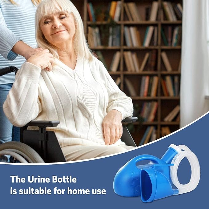 ONEDONE Portable Urinals for Men Women Urine Bottle Spill Proof Female Male Pee Bottle Urinal for Men Camping Toilet 68 OZ 47.24" Long Tube with Lid Blue