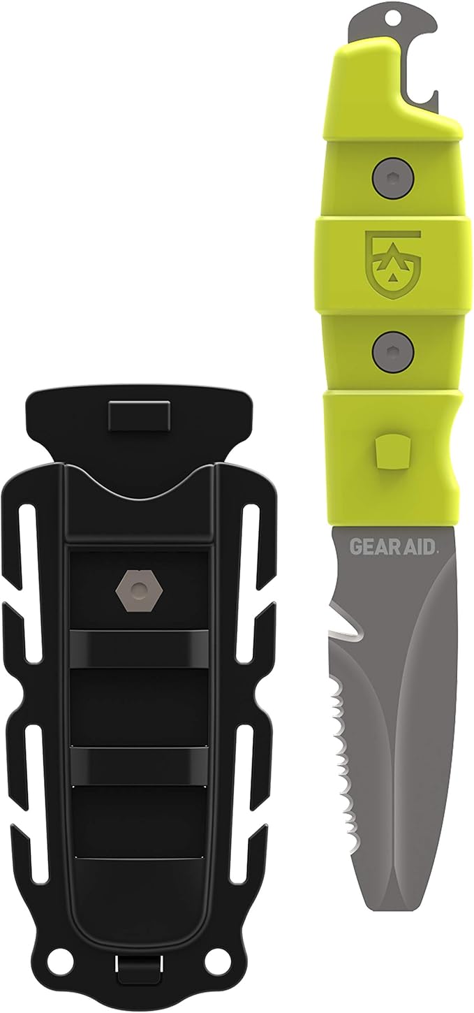 GEAR AID Akua Blunt Tip Paddle Knife with Serrated 3” Blade and Sheath