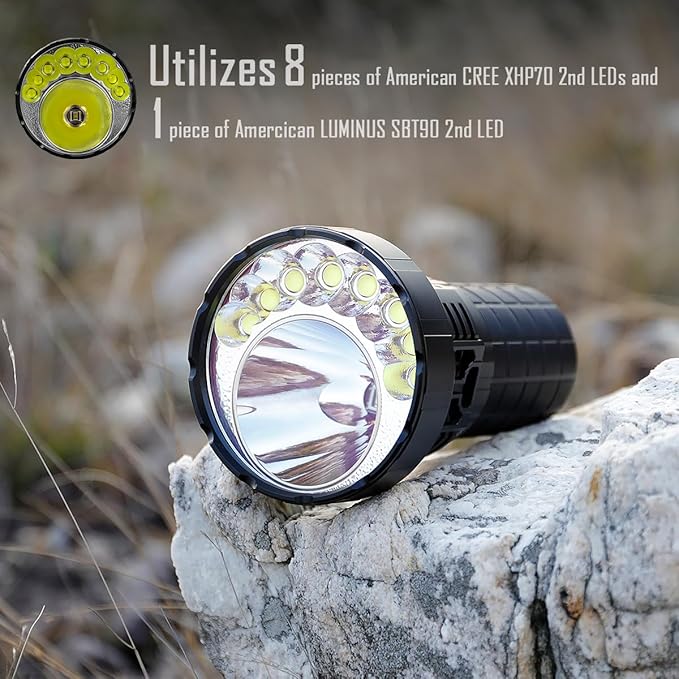 IMALENT MR90 Rechargeable Flashlights 50000 Lumens, Tactical Flashlight with Cree XHP 70.2 LEDs Long Beam Distance 1586 Meters, Led Powerful Flashlight for Camping and Hiking