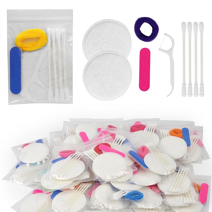 50 Pack Disposable Hotels Cosmetic Vanity Kit, Individually Wrapped Amenities Hospitality Makeup Set Accessories for Motels Toiletries Supplies