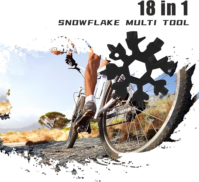 4PCS Snowflake Multitool,18-In-1 Stainless Steel Snowflake Wrench Screwdriver Multi-Tool, Portable Pocket Keychain Tools,Stocking Stuffers for Adults Christmas Gifts