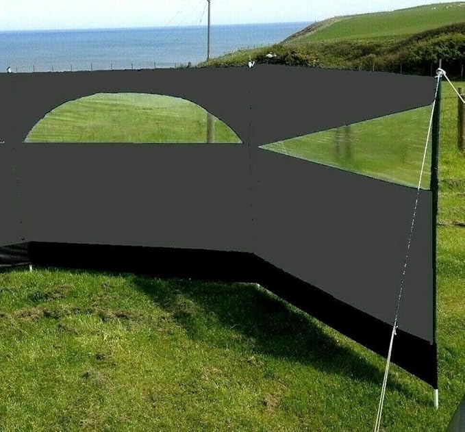 Windbreaker Wind Privacy Screen Camping Blocker 5 Panel Garden Beach Wind Shield 5ft High x 27.4ft Long (Stone Grey)