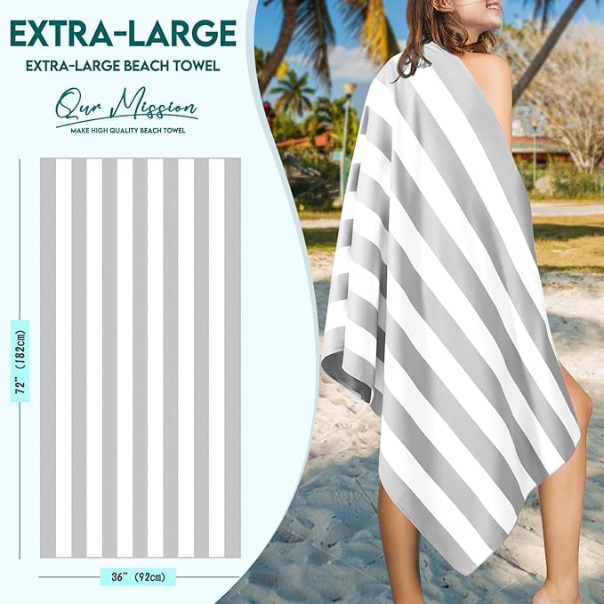 2 Packs Microfiber Oversized Lightweight Thin Beach Towel Sandproof Compact Quick Dry Clearance Towels Extra Large Sand Free Pool Travel Beach Essentials Accessories Women Adult Gift Blue Grey